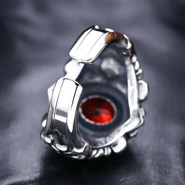 《 QBOX 》FASHION 飾品【R727S132】精緻個性復古藤花設計鑲紅寶石S925純銀開口戒指-細節圖5