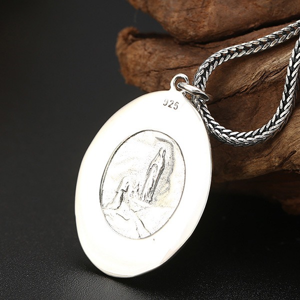 《 QBOX 》FASHION 飾品【C21121S70】精緻個性復古聖母瑪利亞頭像純銀項鍊/泰銀吊墜-細節圖5