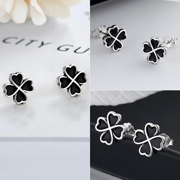 《 QBOX 》FASHION 飾品【EFR074】個性百搭十字架/四葉草純銀耳環/耳飾(一對)-細節圖4