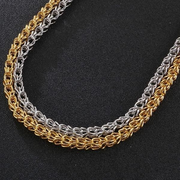 《 QBOX 》FASHION 飾品【NK130266】精緻個性嘻哈鏤空編織環圈鈦鋼項鍊/鋼鍊條-細節圖3