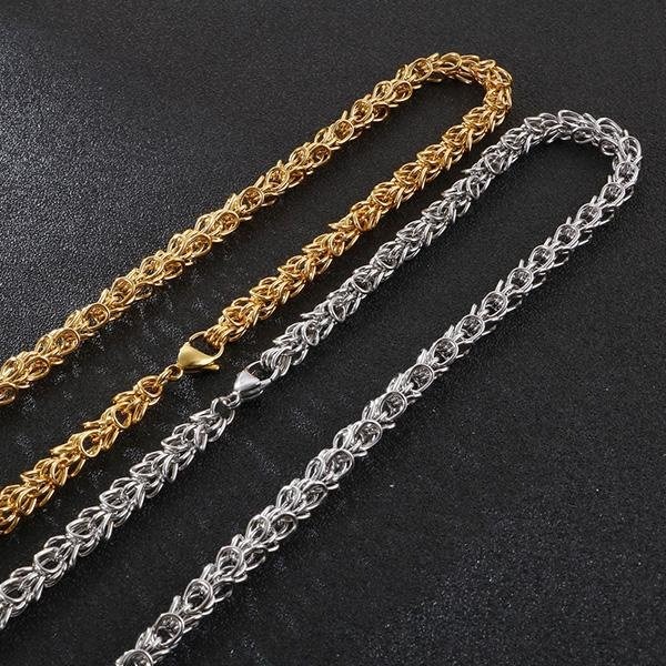 《 QBOX 》FASHION 飾品【NK130266】精緻個性嘻哈鏤空編織環圈鈦鋼項鍊/鋼鍊條-細節圖4