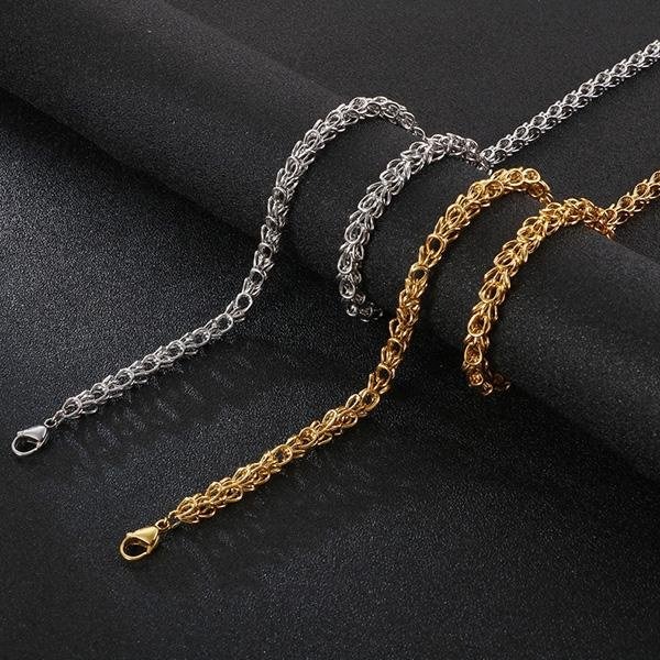 《 QBOX 》FASHION 飾品【NK130266】精緻個性嘻哈鏤空編織環圈鈦鋼項鍊/鋼鍊條-細節圖5