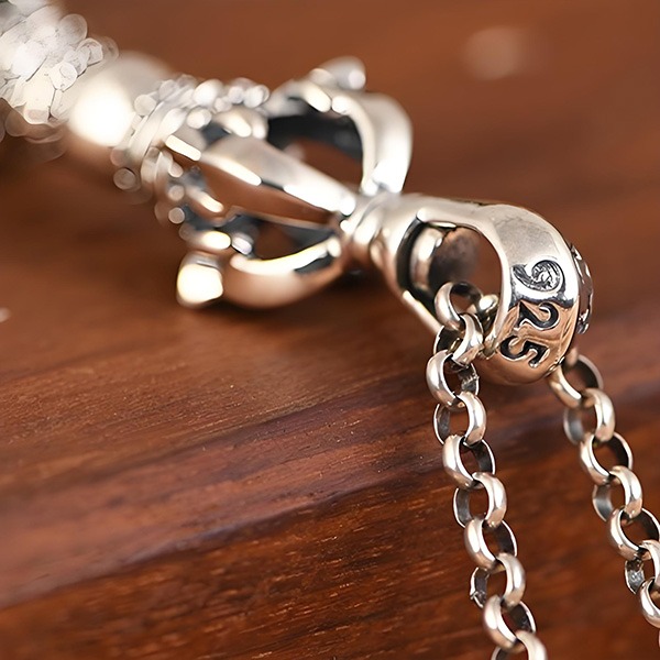 《 QBOX 》FASHION 飾品【C349S49】精緻個性藏傳法器經典金剛杵純銀墬子項鍊/吊墬-細節圖5