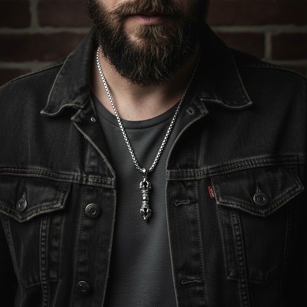 《 QBOX 》FASHION 飾品【C349S49】精緻個性藏傳法器經典金剛杵純銀墬子項鍊/吊墬-細節圖6