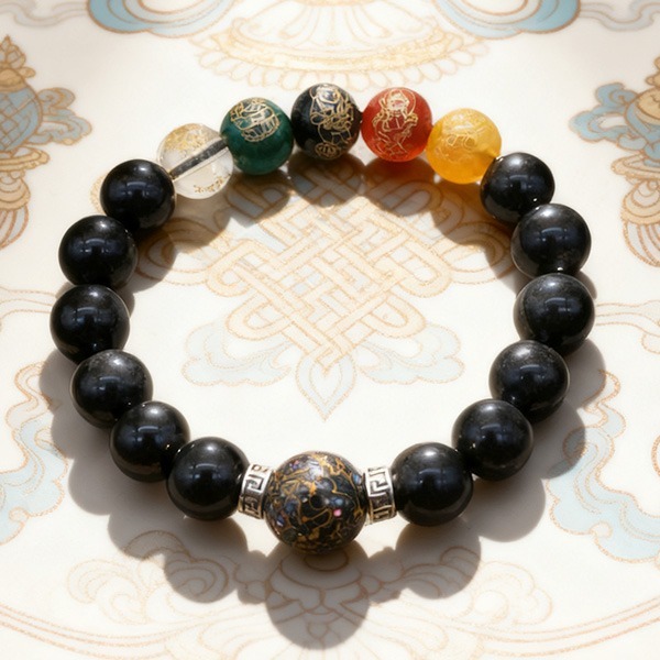 《QBOX 》FASHION 飾品【SB23334】 精緻個性純銀五路財神黑曜石祈福串珠手鍊/手環-細節圖3