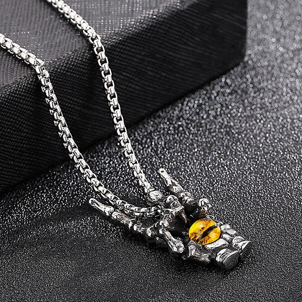 《QBOX 》FASHION 飾品【CLHP079】精緻個性搖滾骷顱之眼球造鈦鋼墬子項鍊/掛飾-細節圖5