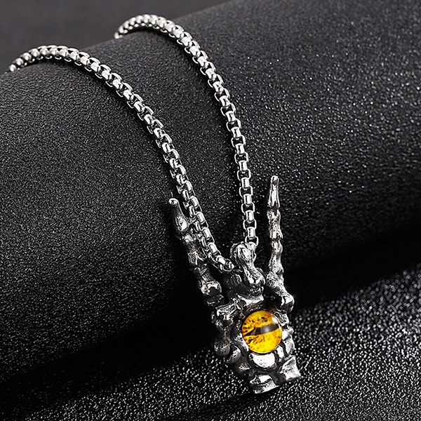 《QBOX 》FASHION 飾品【CLHP079】精緻個性搖滾骷顱之眼球造鈦鋼墬子項鍊/掛飾-細節圖7