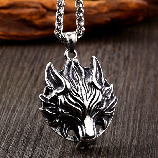 《QBOX 》FASHION 飾品【CPB8-468】精緻個性復古立體狼頭圖騰鈦鋼墬子項鍊/掛飾-細節圖3