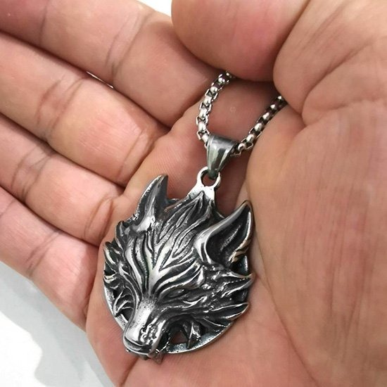 《QBOX 》FASHION 飾品【CPB8-468】精緻個性復古立體狼頭圖騰鈦鋼墬子項鍊/掛飾-細節圖6