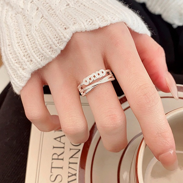 《 QBOX 》FASHION 飾品【RSYJ267】精緻個性復古銅錢多圈財纏開口純銀戒指/戒環(三色)-細節圖9