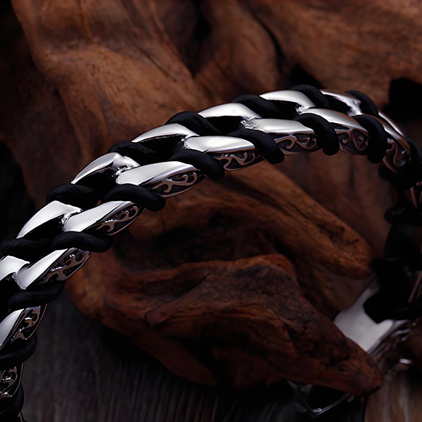 《QBOX 》FASHION 飾品【BK87335】 個性復古骷髏 / 戰龍雙款暗黑風鈦鋼手鐲/手環-細節圖6