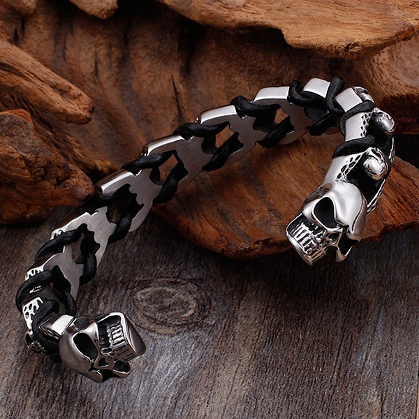 《QBOX 》FASHION 飾品【BK87335】 個性復古骷髏 / 戰龍雙款暗黑風鈦鋼手鐲/手環-細節圖7