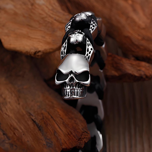 《QBOX 》FASHION 飾品【BK87335】 個性復古骷髏 / 戰龍雙款暗黑風鈦鋼手鐲/手環-細節圖8