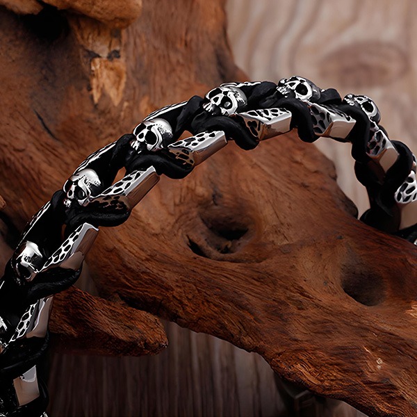 《QBOX 》FASHION 飾品【BK87335】 個性復古骷髏 / 戰龍雙款暗黑風鈦鋼手鐲/手環-細節圖9