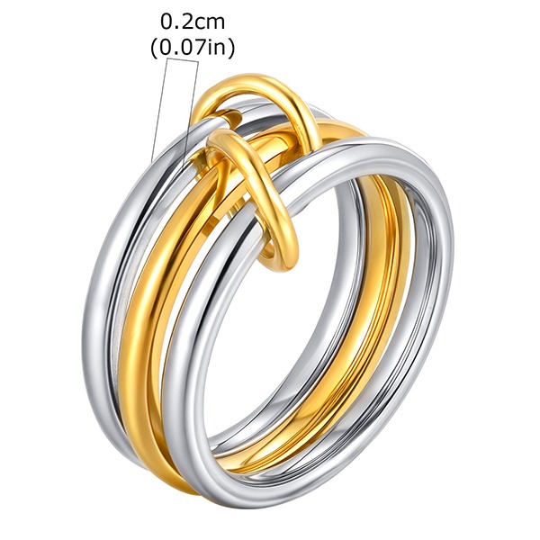 《 QBOX 》FASHION 飾品【GRC-889】精緻個性金銀纏扣多圈鑲鑽鈦鋼戒指/戒環(二款)-規格圖10