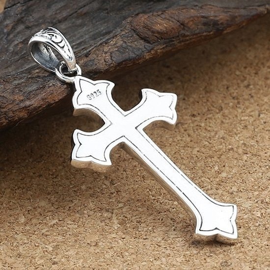 《 QBOX 》FASHION 飾品【C115S89】精緻個性復古信仰雕花十字架S925純銀項鍊/泰銀吊墜-細節圖4