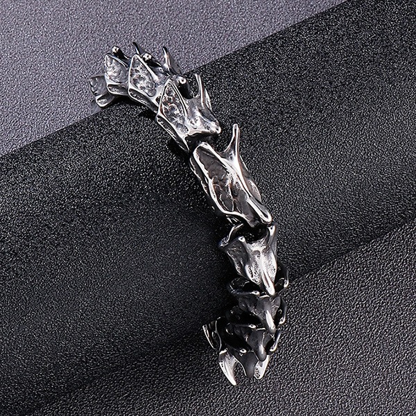 《QBOX 》FASHION 飾品【BK148665】 個性復古龍骨脊椎拼接環扣鈦鋼手鍊/手環-細節圖7