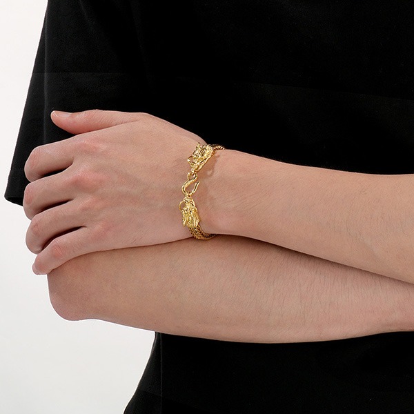 《QBOX 》FASHION 飾品【BK181375】 個性復古雙龍頭編織龍骨鏈鈦鋼手鍊/手環-細節圖9