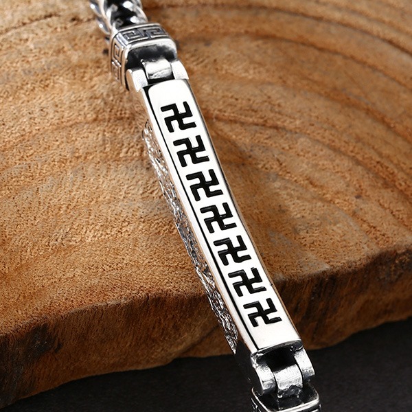《QBOX 》FASHION 飾品【TSB511250】精緻個性復古卍字六字真言編織純銀手鍊/手環-細節圖6