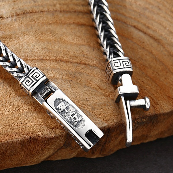 《QBOX 》FASHION 飾品【TSB511250】精緻個性復古卍字六字真言編織純銀手鍊/手環-細節圖7