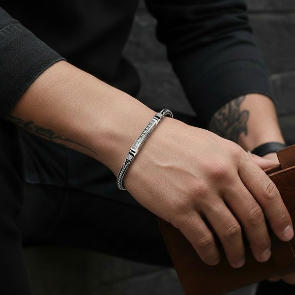 《QBOX 》FASHION 飾品【TSB511250】精緻個性復古卍字六字真言編織純銀手鍊/手環-細節圖8