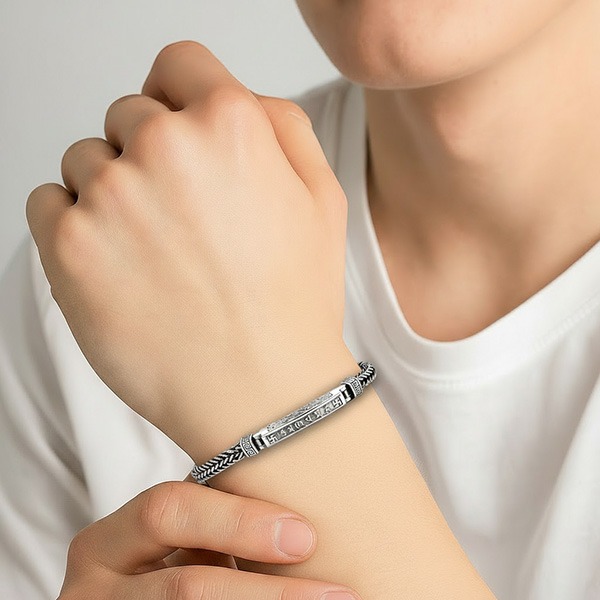 《QBOX 》FASHION 飾品【TSB511250】精緻個性復古卍字六字真言編織純銀手鍊/手環-細節圖9