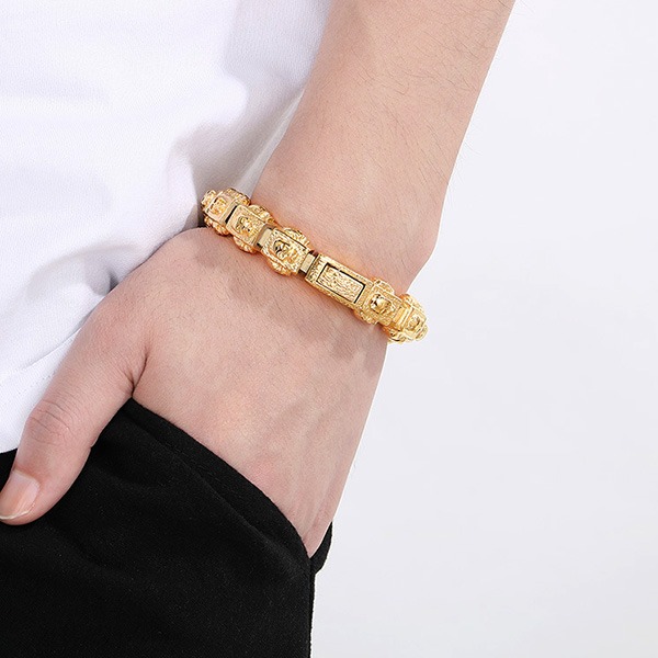 《QBOX 》FASHION 飾品【BK179298】 個性復古立體方形骷顱拼接鈦鋼手鍊/手環-細節圖8