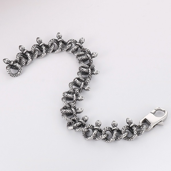 《QBOX 》FASHION 飾品【BK166081】 個性復古暗黑蛇纏繞鈦鋼手鍊/手環-細節圖4