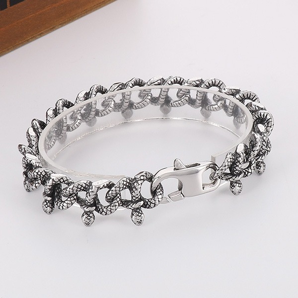 《QBOX 》FASHION 飾品【BK166081】 個性復古暗黑蛇纏繞鈦鋼手鍊/手環-細節圖5