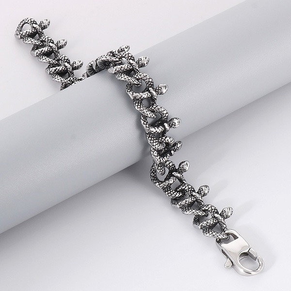 《QBOX 》FASHION 飾品【BK166081】 個性復古暗黑蛇纏繞鈦鋼手鍊/手環-細節圖7