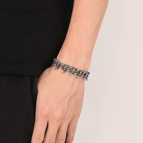 《QBOX 》FASHION 飾品【BK166081】 個性復古暗黑蛇纏繞鈦鋼手鍊/手環-細節圖10