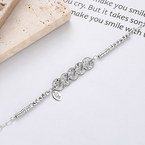 《QBOX 》FASHION 飾品【BYFS319】精緻個性雙色招財納福錢幣拼接純銀手鍊/手環-細節圖4