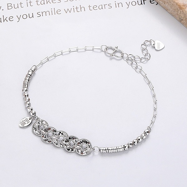 《QBOX 》FASHION 飾品【BYFS319】精緻個性雙色招財納福錢幣拼接純銀手鍊/手環-細節圖5