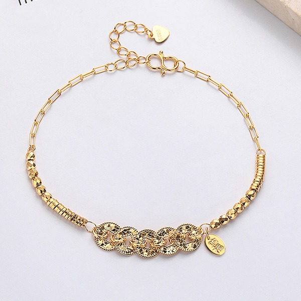 《QBOX 》FASHION 飾品【BYFS319】精緻個性雙色招財納福錢幣拼接純銀手鍊/手環-細節圖6