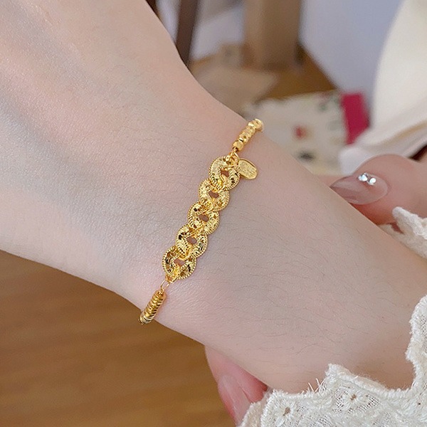 《QBOX 》FASHION 飾品【BYFS319】精緻個性雙色招財納福錢幣拼接純銀手鍊/手環-細節圖8