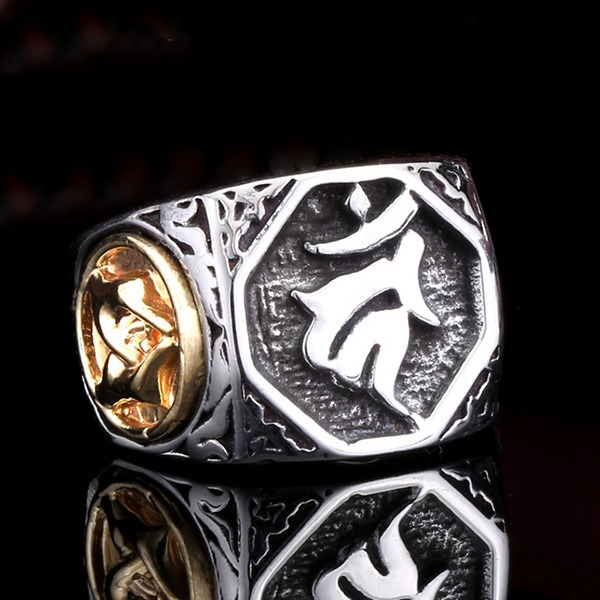 《 QBOX 》FASHION 飾品【RBR8-167】精緻個性國風紋理不動明王之劍鈦鋼戒指/戒環-細節圖4