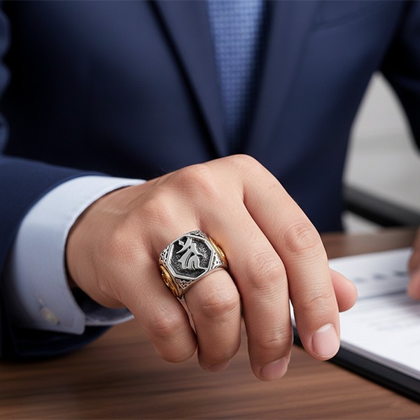 《 QBOX 》FASHION 飾品【RBR8-167】精緻個性國風紋理不動明王之劍鈦鋼戒指/戒環-細節圖7