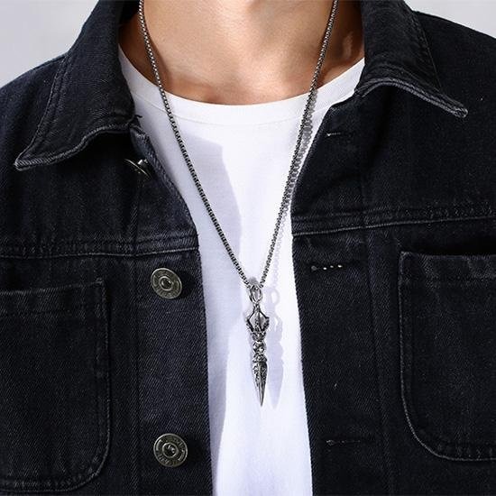 《QBOX 》FASHION 飾品【CPN-1373】精緻個性復古降魔六字真言金剛杵像鑄造鈦鋼墬子項鍊/掛飾-細節圖5