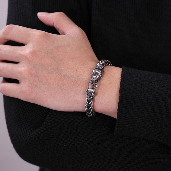 《QBOX 》FASHION 飾品【C26N1741】 個性復古仿舊硬核暗黑蛇頭鈦鋼手鍊/手環-細節圖8