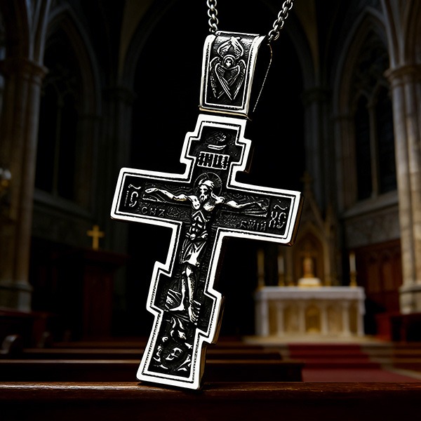 《 QBOX 》FASHION 飾品【CBP8-515】精緻個性復古宗教耶穌十字架鈦鋼墬子項鍊/吊墬-細節圖6