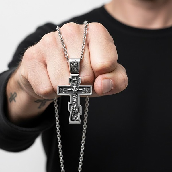 《 QBOX 》FASHION 飾品【CBP8-515】精緻個性復古宗教耶穌十字架鈦鋼墬子項鍊/吊墬-細節圖7