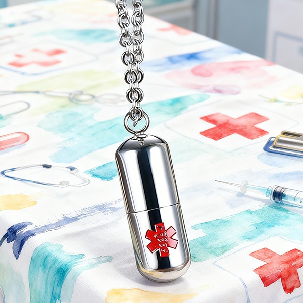 《QBOX 》FASHION 飾品【GPN-685】精緻個性醫療標誌藥丸收納鈦鋼墬子項鍊/吊飾-細節圖3