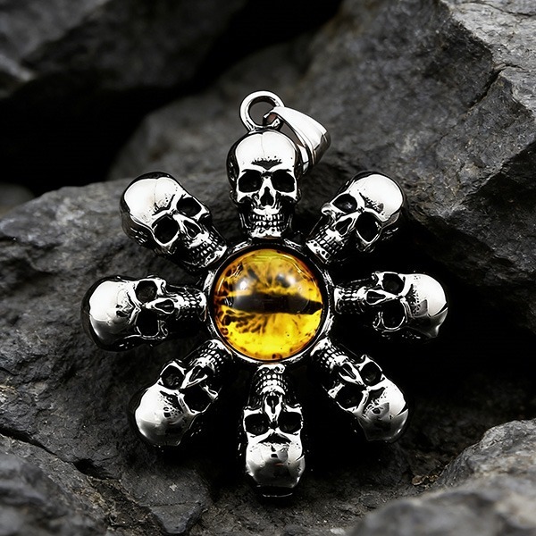 《QBOX 》FASHION 飾品【CBP8-360】精緻龐克風眼球骷顱頭鈦鋼墬子項鍊/吊墜-細節圖4