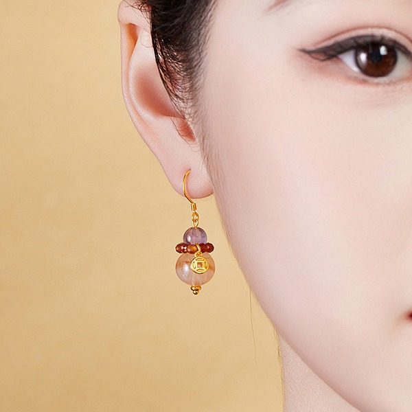 《QBOX 》FASHION 飾品【SVE26011】 精緻秀氣黃膠花紫水晶招財鍍金純銀耳環/耳墬-細節圖7