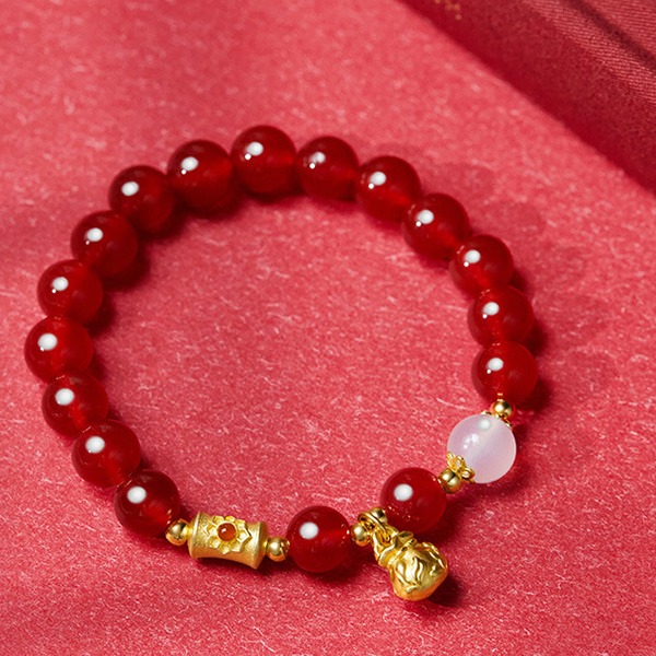 《QBOX 》FASHION 飾品【SVB25078】 精緻秀氣紅瑪瑙白玉髓新年福袋純銀手串珠/手環-細節圖5