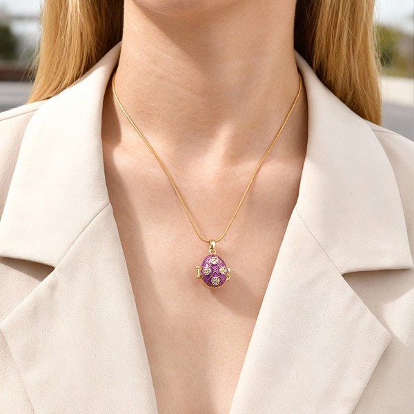 《 QBOX 》FASHION 飾品【GPNB-390】精緻個性彩蛋記憶復活節可開式銅鍍金墬子項鍊/吊墬-細節圖6