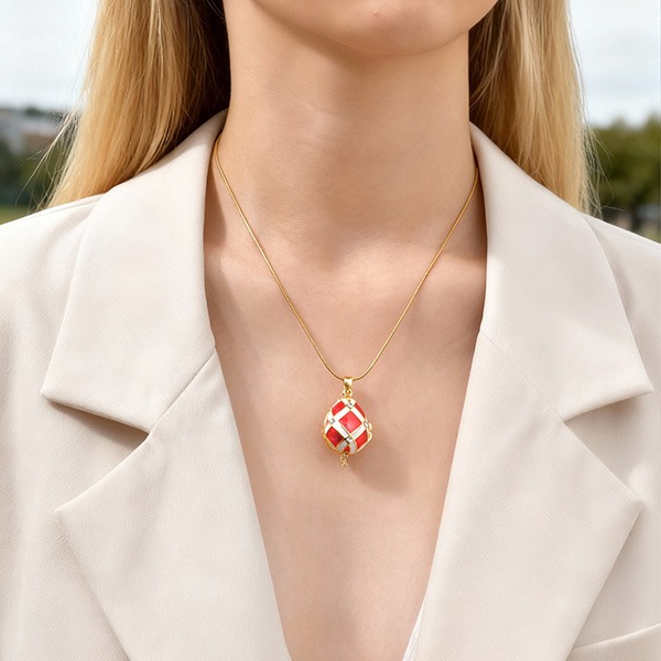 《 QBOX 》FASHION 飾品【GPNB-390】精緻個性彩蛋記憶復活節可開式銅鍍金墬子項鍊/吊墬-細節圖7