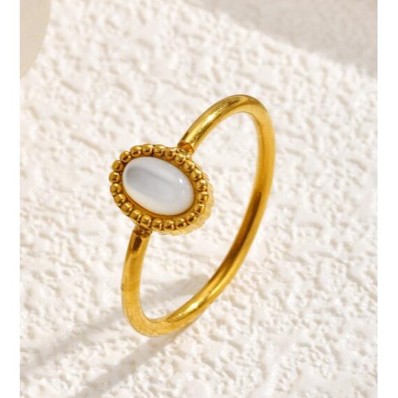 《 QBOX 》FASHION 飾品【GBR-2739】 精緻秀氣銅鍍金色何貝殼鋯石手鍊戒指套組-細節圖4