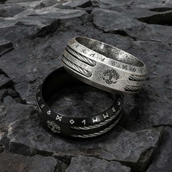 《 QBOX 》FASHION 飾品【RBR-R242】精緻個性復古維京字母符文戰環鈦鋼戒指/戒環-細節圖6