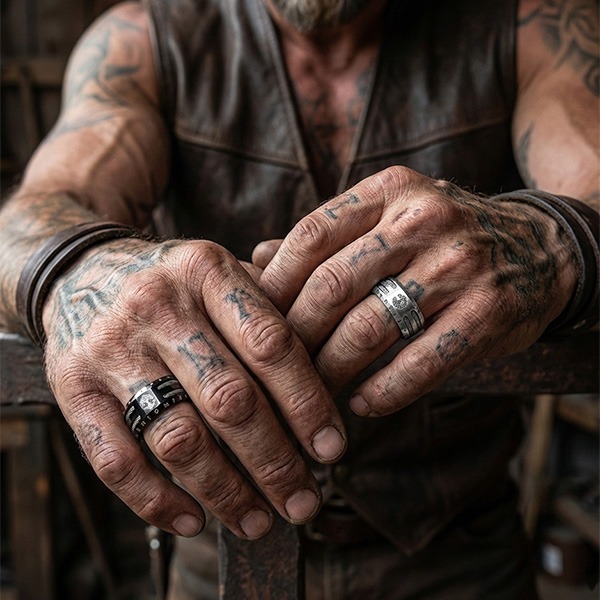 《 QBOX 》FASHION 飾品【RBR-R242】精緻個性復古維京字母符文戰環鈦鋼戒指/戒環-細節圖8